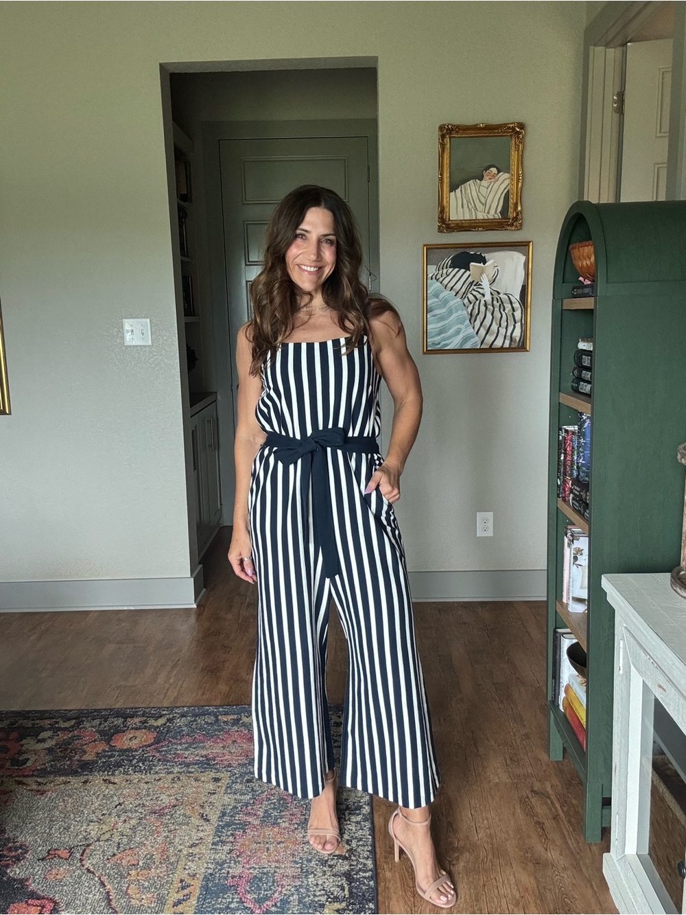 NWT J. Crew Navy and White Striped Wide-Leg Jumpsuit